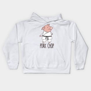 Pork Chop- Funny Pig Karate Pun Design Kids Hoodie